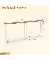 Slickblue Narrow 71" Console Table with Power Outlet for Small Rooms