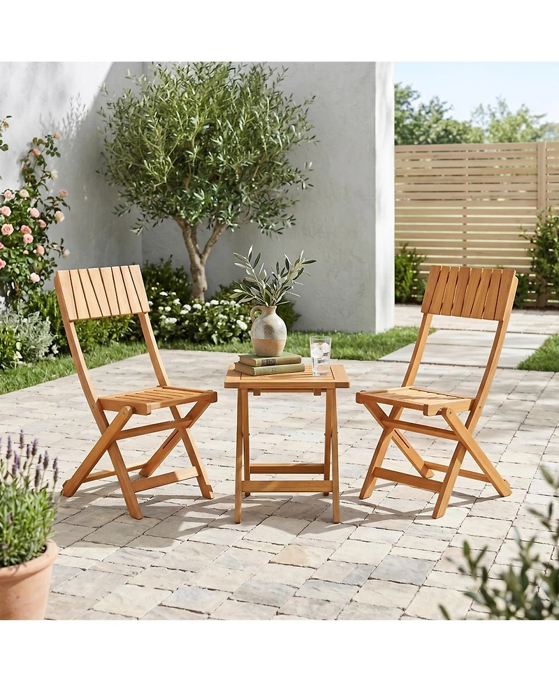 Gymax 4Pieces Folding Chairs with Slatted Backrest and Seat Armless Design No Assembly Needed