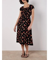 Apricot Women's Rose Milkmaid Midi Dress