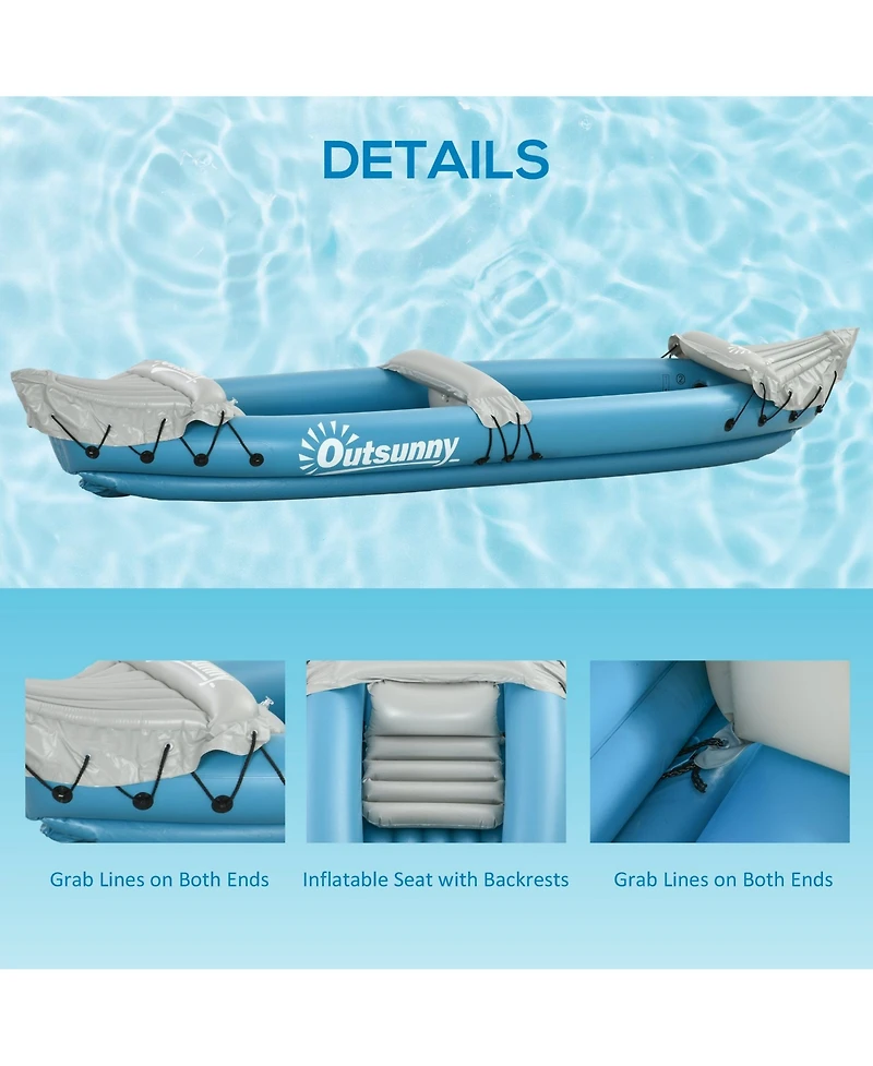 Hikeen K2 Kayak, 2 Person Inflatable Kayak, Includes Paddles, Aluminum Oars, Repair Kit, Portable Tandem Blow Up Boat