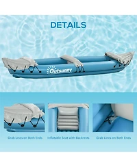 Hikeen K2 Kayak, 2 Person Inflatable Kayak, Includes Paddles, Aluminum Oars, Repair Kit, Portable Tandem Blow Up Boat