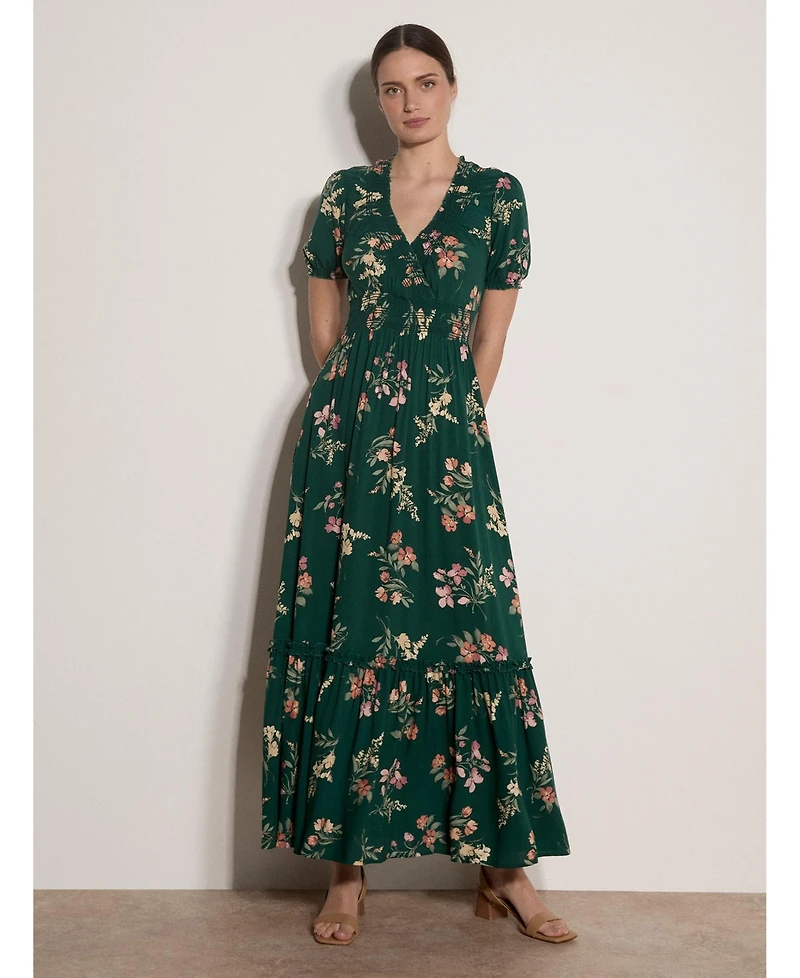 Apricot Women's Watercolour Floral Tiered Maxi Dress