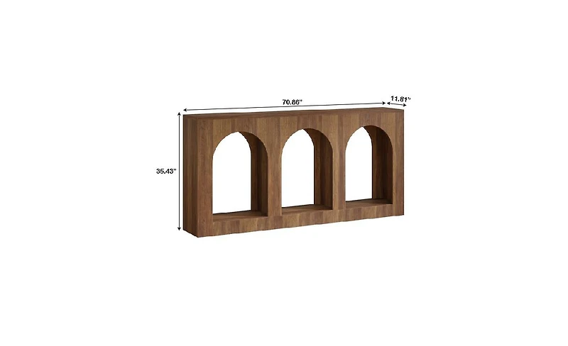 Slickblue Arched Wood Console Table with 3 Storage Shelves