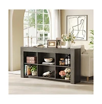Slickblue Rustic Wood Console Table with 6 Storage Cubes