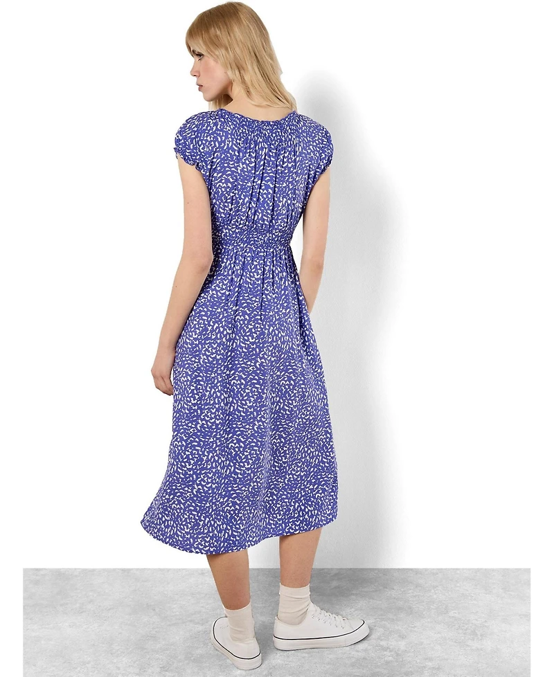 Apricot Women's Brush-Dot Smocked Square Neck Milkmaid Midi Dress