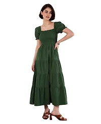 Apricot Women's Smocked Cotton Poplin Midi Dress