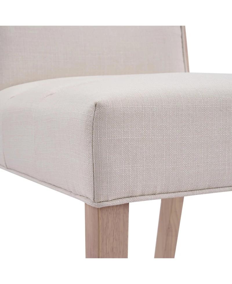 Boyel Living 2-Piece Modern Armless Dining Chairs, Fabric Upholstered Seat and Natural Rubberwood Frame, Kitchen Chairs
