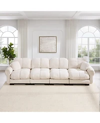 Boyel Living Chenille Cloud 4-Seater Sofa Exquisite Pillows and Quilted Back Cushions Soft Padded Armrests Deep Seat for Room
