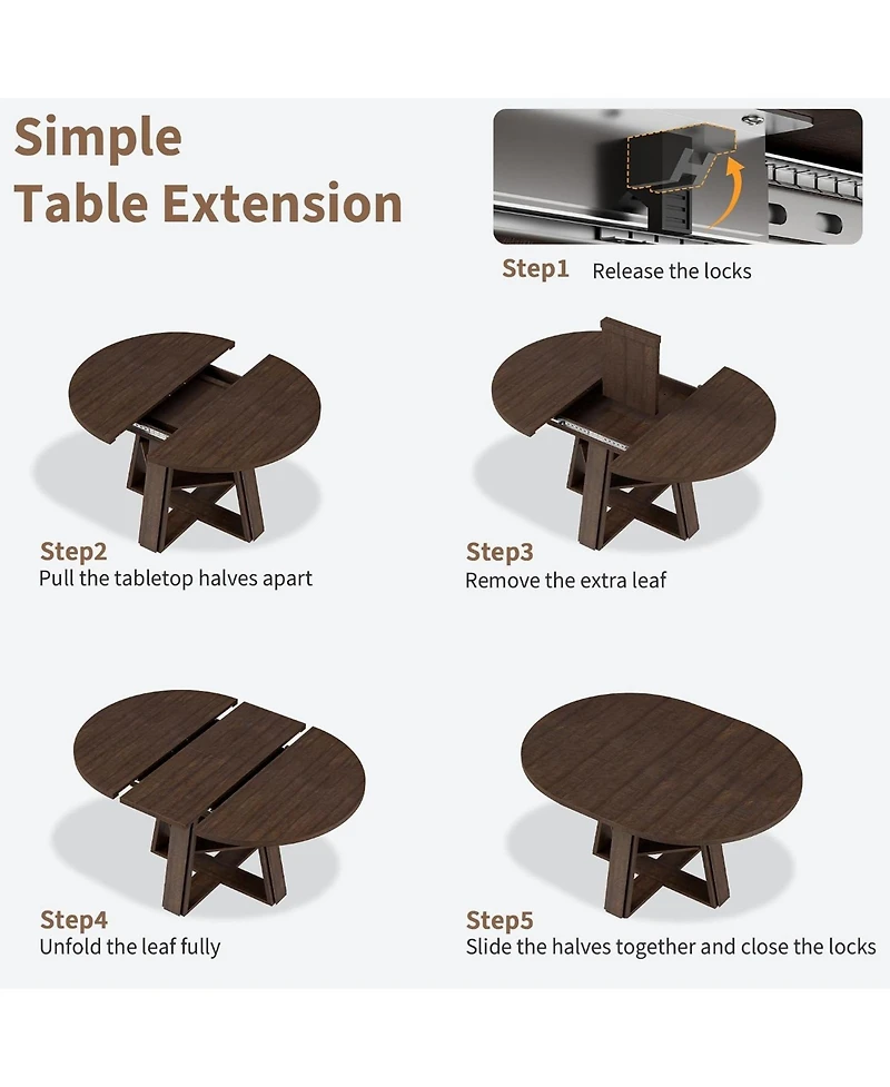 homfan 43.3"-59.06" Extendable Oval Dining Table for 4-8