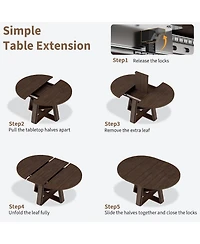 homfan 43.3"-59.06" Extendable Oval Dining Table for 4-8