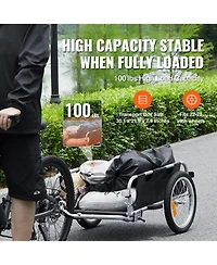 Mountaintop Bike Cargo Trailer, 100 lbs Load, Wheels, Quick Release Hitch, Reflectors, Fits Bikes, Heavy-Duty Foldable Cart