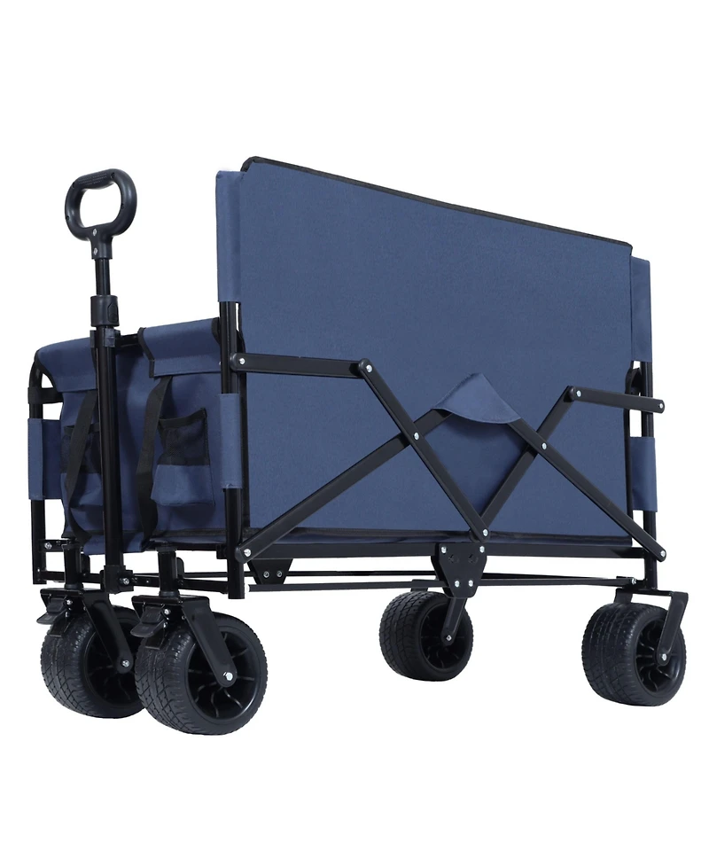 Mountaintop 3-in-1 Convertible Folding Wagon Cart,500lbs 180L Bench Seat, All-Terrain Wheels for Beach, Sports, Garden