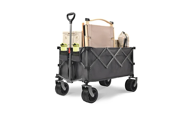 Mountaintop Portable 400L Collapsible Wagon,450LB Big Wheels, Large Capacity Foldable Cart for Camping, Sports, Garden, Baseball