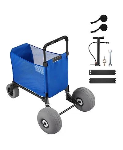 Mountaintop Beach Cart with Sand Wheels,165 lbs, Balloon Wheels, Storage Bag, Handle for Camping, Fishing, Garden