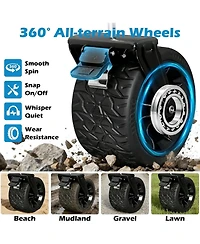 Mountaintop Collapsible Foldable Wagon Cart with All-Terrain Wheels, 360 Lbs Load, 2 Cup Holders, Portable Black Wagon for Beach, Camp and Garden