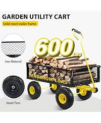 Mountaintop Folding Garden Cart Mesh Steel Utility Wagon with Removable Sides, Convertible Landscape Heavy Duty Cart for Beach Lawn Yard
