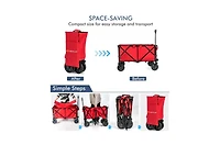 Mountaintop Outdoor Folding Wagon Cart with Adjustable Handle and Universal Wheels
