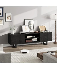 homfan 70" Modern Industrial Tv Stand for TVs up to 80", Heavy-Duty Wood and Metal Media Console with Drawers
