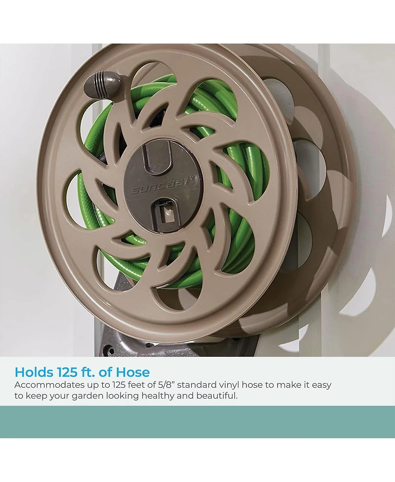 Suncast CPLSTA125B 125' Wall-Mounted Side Tracker Garden Hose Reel for 5/8" Hose