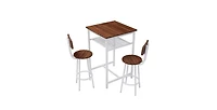 Flynama 3-Piece Foldable Bar Table Set with 2 Stools, Backrest and Partition for Small Kitchen and Apartment