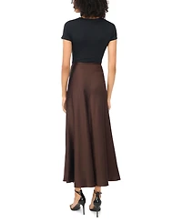 1.state Women's Bias-Cut High-Waisted A-Line Satin Maxi Skirt
