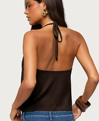 Edikted Women's Gale Halter Crop Wood Disc Top