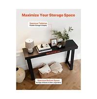 Slickblue Modern Console Table, Narrow Sofa Table with Wooden Top for Entryway, Living Room, Bedroom