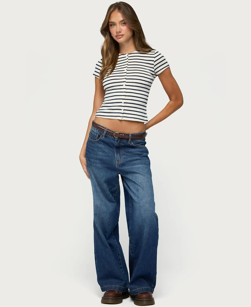 Edikted Women's Bonita Striped Button Up Top