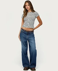 Edikted Women's Bonita Striped Button Up Top