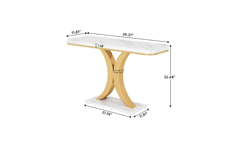 Slickblue 40" Narrow Console Table with Geometric Base