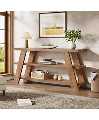 Slickblue Entryway Console Table with 3-Tier Storage Shelves for Farmhouse Decor