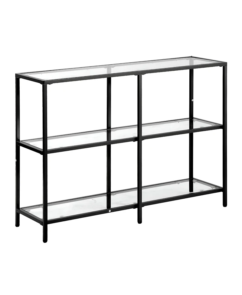 Slickblue Tempered Glass Console Table with 3-Tier Storage Shelves, Contemporary Sofa Table for Living Room