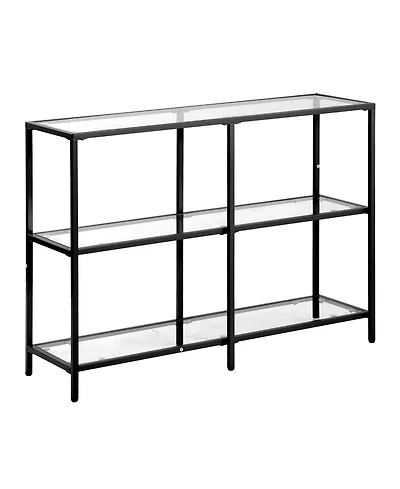 Slickblue Tempered Glass Console Table with 3-Tier Storage Shelves, Contemporary Sofa Table for Living Room