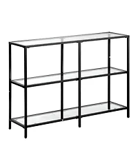 Slickblue Tempered Glass Console Table with 3-Tier Storage Shelves, Contemporary Sofa Table for Living Room