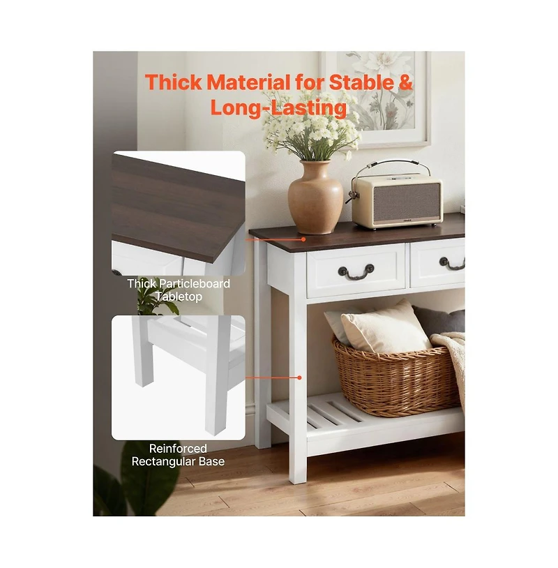Slickblue Wooden Entryway Console Table with Storage Drawers, Bottom Shelf, Behind Couch Table for Home Decor