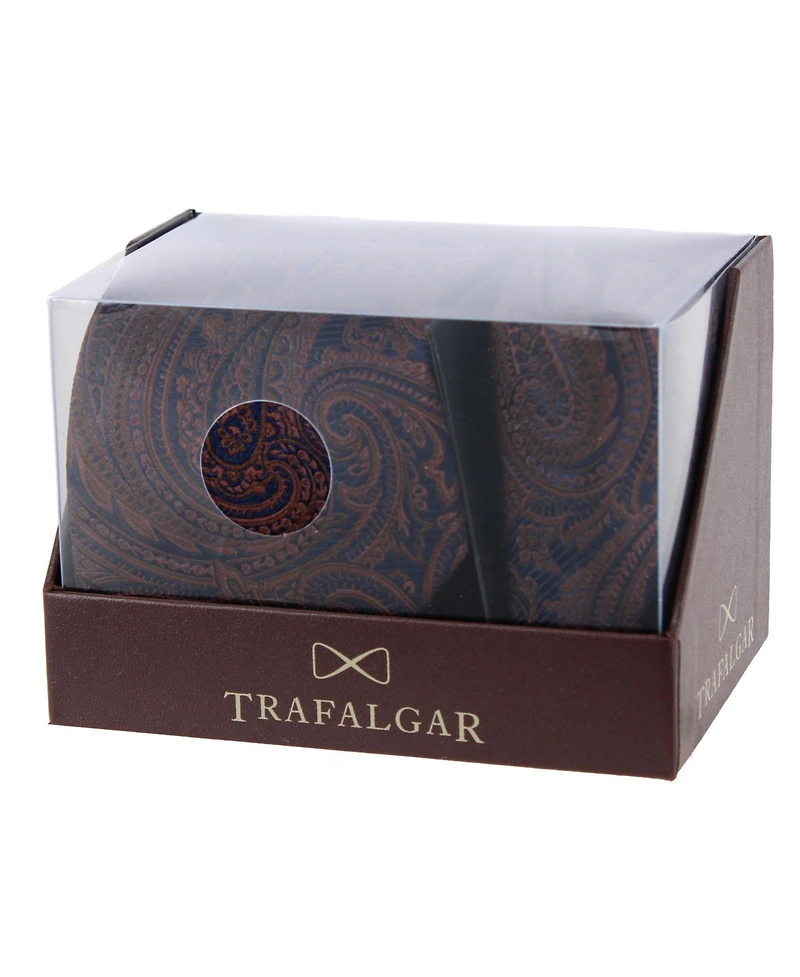Trafalgar Men's Sobee Paisley Silk Necktie and Pocket Square