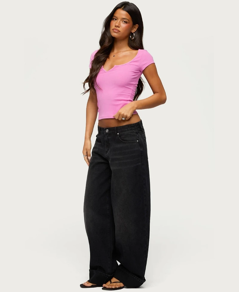 Edikted Women's Jeanna Cropped Short-Sleeve Scoop Neck T-Shirt