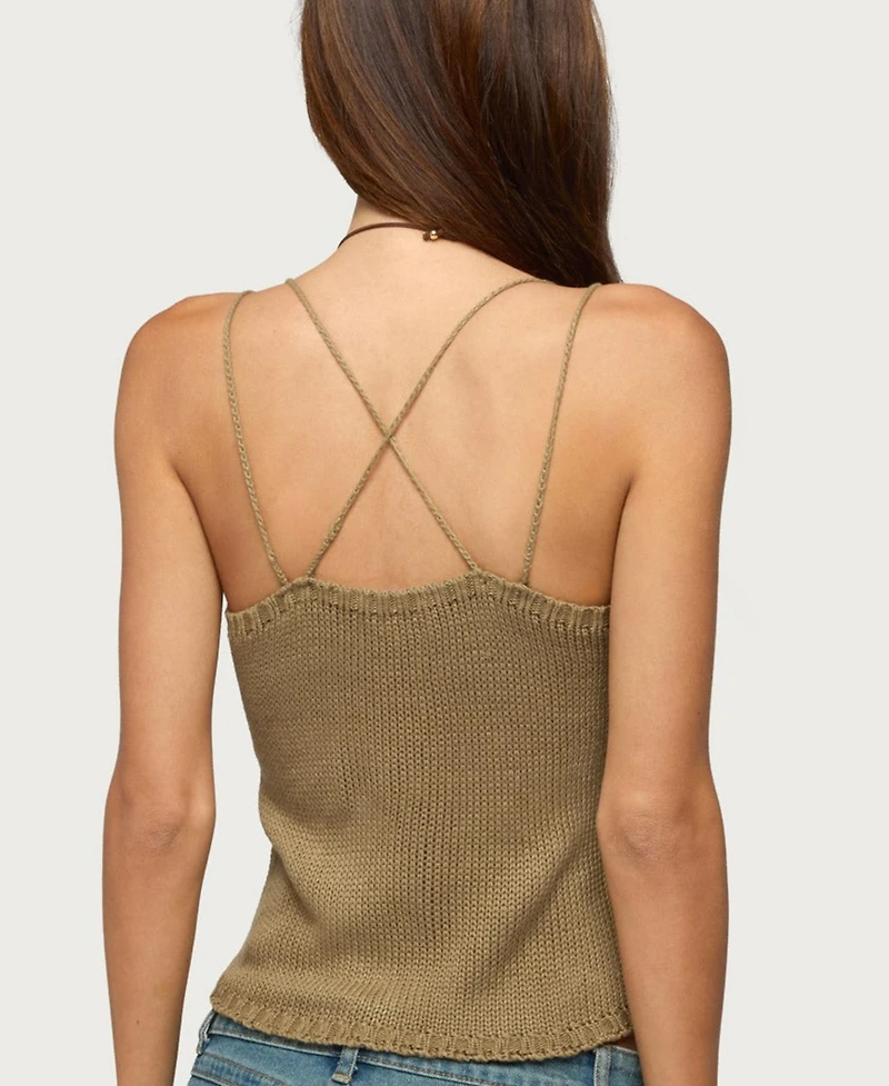 Edikted Women's Fernie Square Neck Bead-Fringe Tank Top
