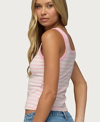 Edikted Women's Angel Glow Rhinestone Striped-Crop Tank Top