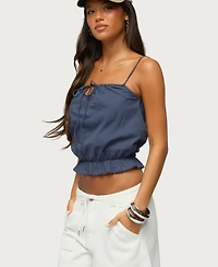 Edikted Women's Tohar Keyhole Tie Front Top