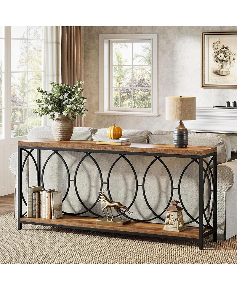 Slickblue 2-Tier Long Console Table with Storage Shelf