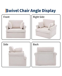 homfan Mid Century 360 degrees Swivel Armchair with 2 Pillows,Modern Chair Corduroy Ergonomic Lounge Reading Chairs