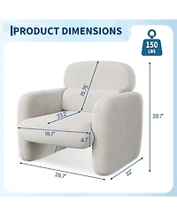 homfan Modern Ergonomic Accent Chair, Wood Frame Padded Armchair, Breathable Hemp Fabric Leisure 330 Lbs Capacity