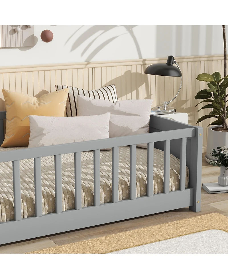 Sailvan Floor Platform Bed with Built-in Book Rack