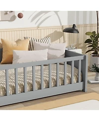 Sailvan Floor Platform Bed with Built-in Book Rack