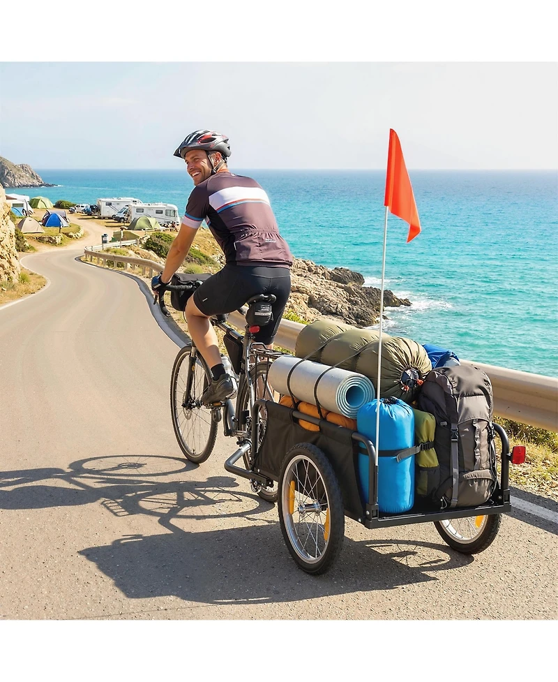 Soozier Bike Cargo Trailer with Quick Release 16" Wheels