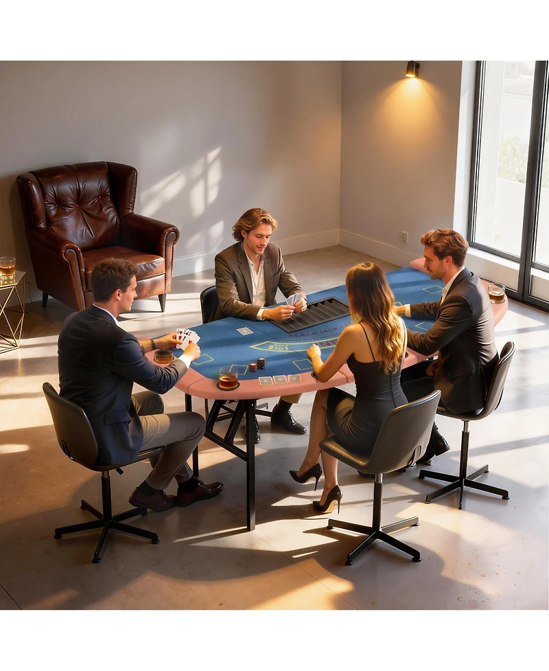 Soozier 72" Foldable Poker Table, 8-Player jack Table,