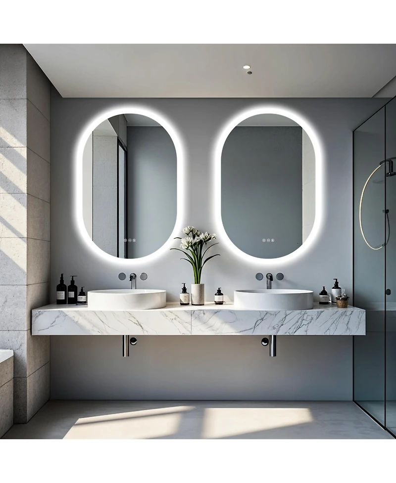 Luvodi 35"x24" Oval Led Mirror Wall-Mounted with Anti-Fog Vanity Mirror with Backlit Memory Function
