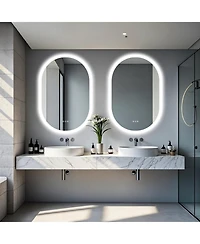 Luvodi 35"x24" Oval Led Mirror Wall-Mounted with Anti-Fog Vanity Mirror with Backlit Memory Function