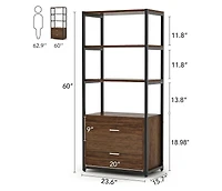 Tribesigns Rustic Etagere Bookshelf with Drawers